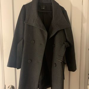 Zara Women’s Wool Car Coat / Peacoat- Charcoal Grey - Size Medium